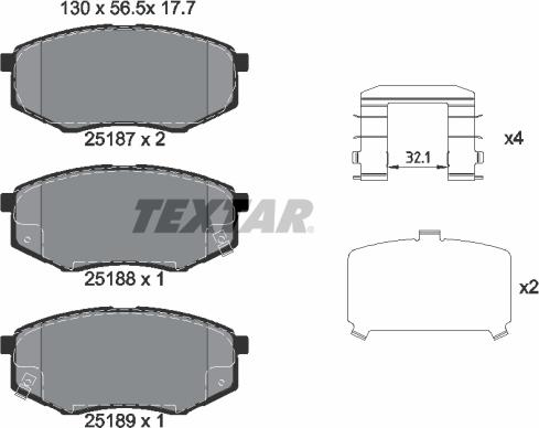 Textar 2518701 - Əyləc altlığı dəsti, əyləc diski furqanavto.az