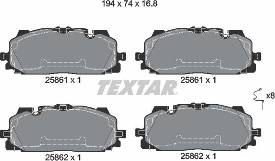 Textar 2586101 - Əyləc altlığı dəsti, əyləc diski www.furqanavto.az