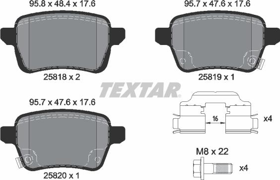 Textar 2581802 - Əyləc altlığı dəsti, əyləc diski furqanavto.az