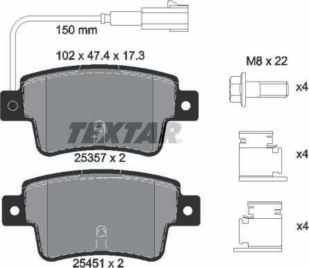 Textar 2535701 - Əyləc altlığı dəsti, əyləc diski furqanavto.az