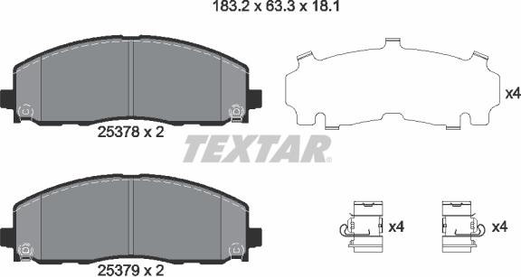 Textar 2537801 - Əyləc altlığı dəsti, əyləc diski furqanavto.az