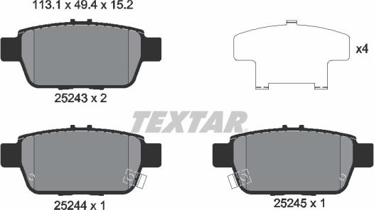 Textar 2524301 - Əyləc altlığı dəsti, əyləc diski furqanavto.az