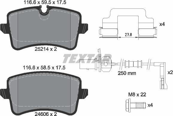 Textar 2521404 - Əyləc altlığı dəsti, əyləc diski furqanavto.az