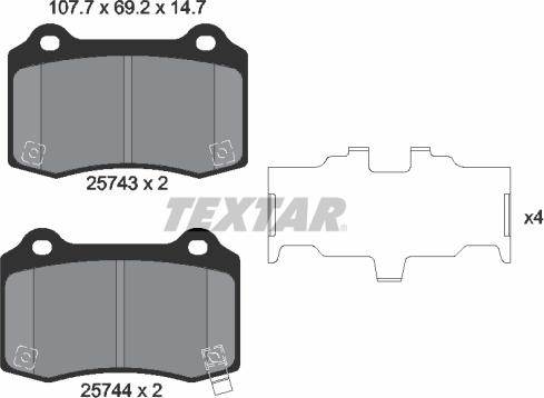 Textar 2574301 - Əyləc altlığı dəsti, əyləc diski furqanavto.az