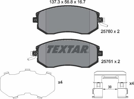 Textar 2576001 - Əyləc altlığı dəsti, əyləc diski furqanavto.az