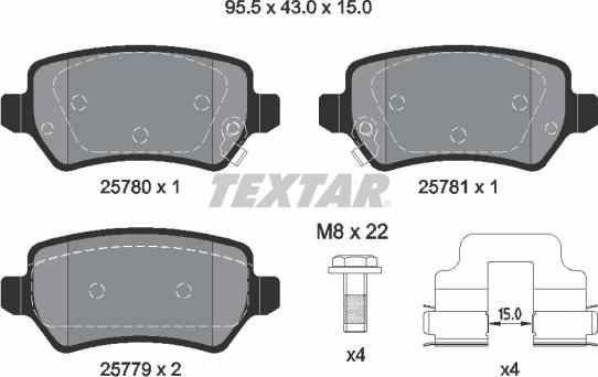 Textar 2578001 - Əyləc altlığı dəsti, əyləc diski furqanavto.az