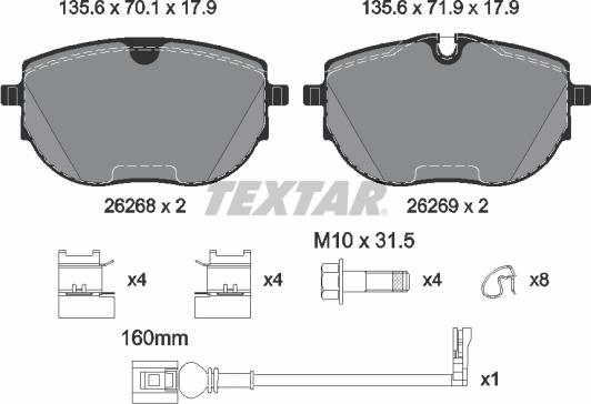 Textar 2626801 - Əyləc altlığı dəsti, əyləc diski furqanavto.az