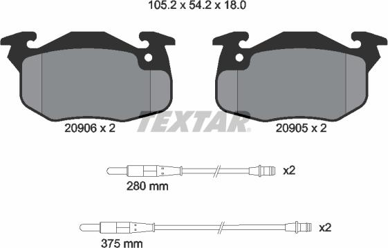 Textar 2090604 - Əyləc altlığı dəsti, əyləc diski furqanavto.az