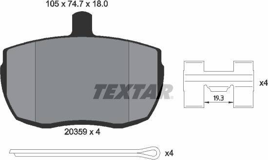 Textar 2035908 - Əyləc altlığı dəsti, əyləc diski furqanavto.az