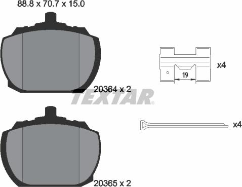 Textar 2036404 - Əyləc altlığı dəsti, əyləc diski furqanavto.az