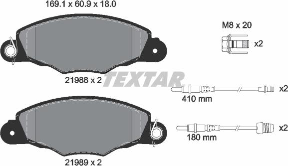 Textar 2198804 - Əyləc altlığı dəsti, əyləc diski furqanavto.az