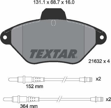 Textar 2163201 - Əyləc altlığı dəsti, əyləc diski furqanavto.az