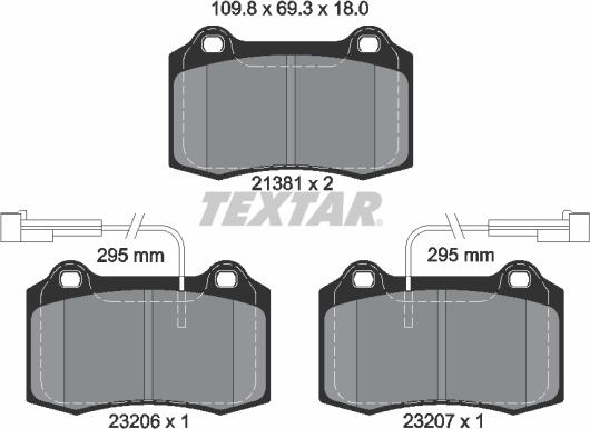 Textar 2138103 - Əyləc altlığı dəsti, əyləc diski furqanavto.az