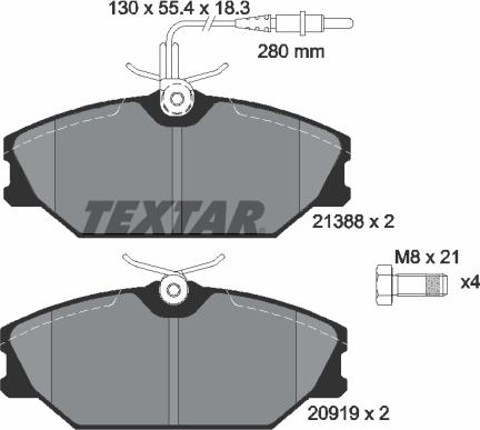 Textar 2138802 - Əyləc altlığı dəsti, əyləc diski furqanavto.az