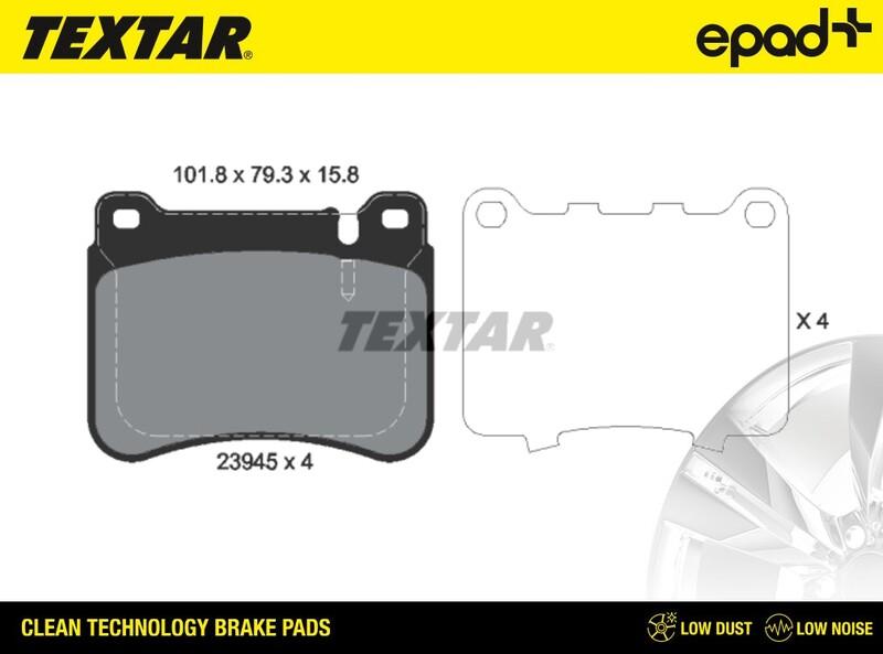 Textar 2394501CP - Əyləc altlığı dəsti, əyləc diski furqanavto.az