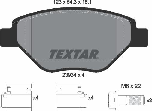 Textar 2393401 - Əyləc altlığı dəsti, əyləc diski furqanavto.az