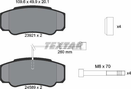 Textar 2392103 - Əyləc altlığı dəsti, əyləc diski furqanavto.az