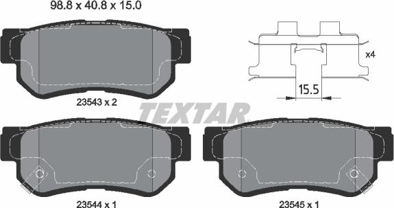 Textar 2354306 - Əyləc altlığı dəsti, əyləc diski www.furqanavto.az