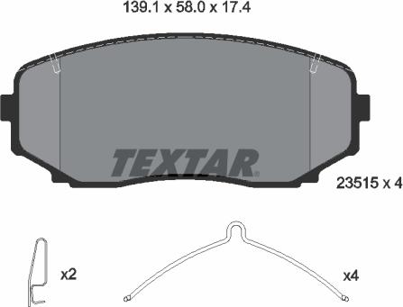 Textar 2351503 - Əyləc altlığı dəsti, əyləc diski www.furqanavto.az