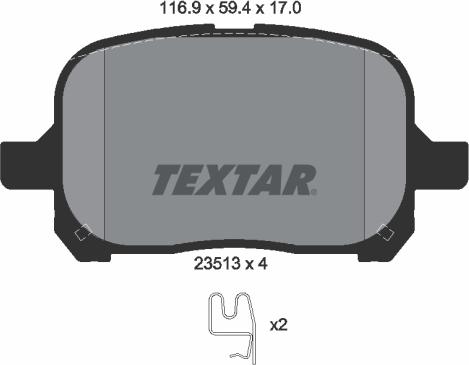 Textar 2351302 - Əyləc altlığı dəsti, əyləc diski furqanavto.az