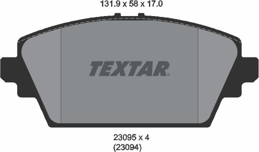 Textar 2309501 - Əyləc altlığı dəsti, əyləc diski furqanavto.az