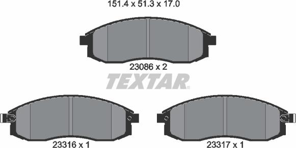 Textar 2308601 - Əyləc altlığı dəsti, əyləc diski furqanavto.az