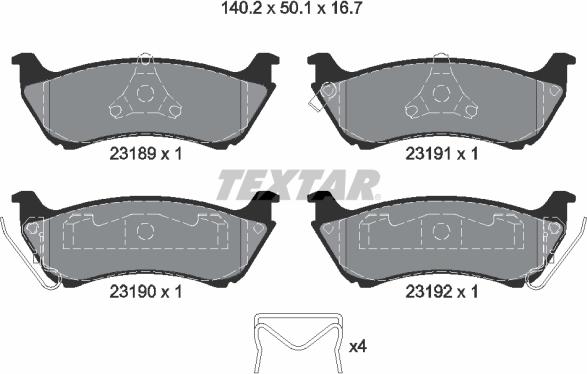 Textar 2318902 - Əyləc altlığı dəsti, əyləc diski furqanavto.az