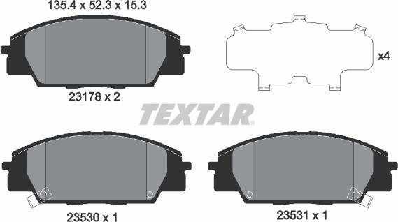 Textar 2317801 - Əyləc altlığı dəsti, əyləc diski furqanavto.az