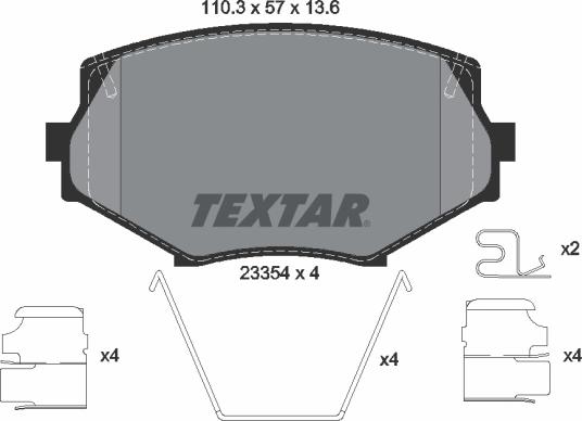 Textar 2335404 - Əyləc altlığı dəsti, əyləc diski furqanavto.az