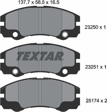 Textar 2325001 - Əyləc altlığı dəsti, əyləc diski furqanavto.az