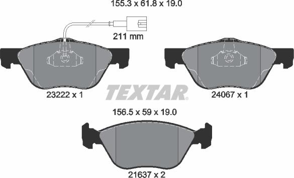 Textar 2322201 - Əyləc altlığı dəsti, əyləc diski furqanavto.az