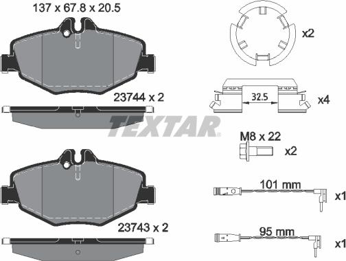 Textar 2374381 - Əyləc altlığı dəsti, əyləc diski furqanavto.az