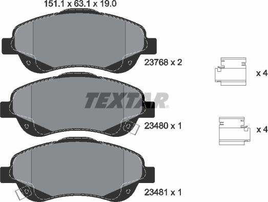 Textar 2376802 - Əyləc altlığı dəsti, əyləc diski furqanavto.az