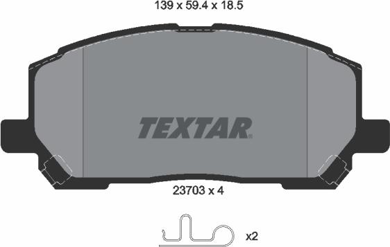 Textar 2370301 - Əyləc altlığı dəsti, əyləc diski furqanavto.az