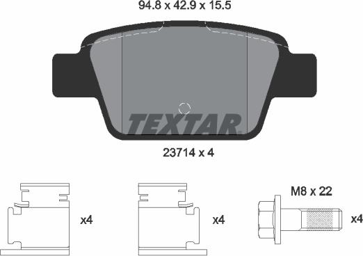 Textar 2371481 - Əyləc altlığı dəsti, əyləc diski furqanavto.az