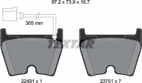 Textar 2249101 - Əyləc altlığı dəsti, əyləc diski furqanavto.az