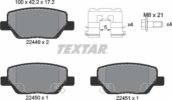 Textar 2244901 - Əyləc altlığı dəsti, əyləc diski furqanavto.az