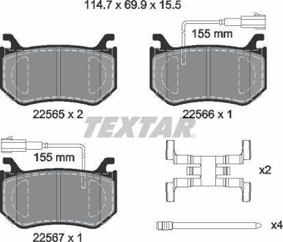 Textar 2256501 - Əyləc altlığı dəsti, əyləc diski furqanavto.az