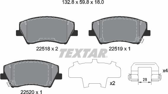 Textar 2251801 - Əyləc altlığı dəsti, əyləc diski furqanavto.az