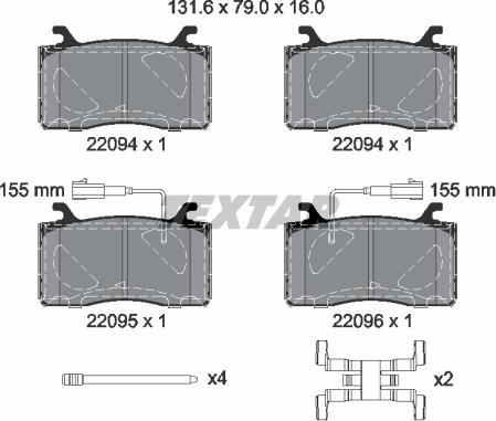 Textar 2209401 - Əyləc altlığı dəsti, əyləc diski furqanavto.az