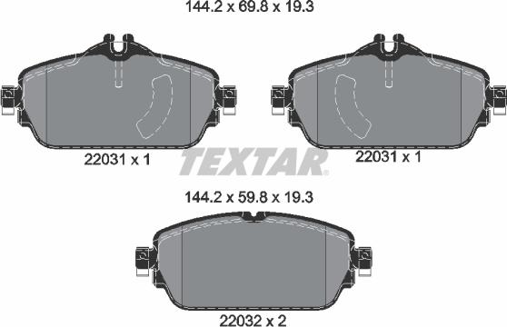 Textar 2203101 - Əyləc altlığı dəsti, əyləc diski furqanavto.az