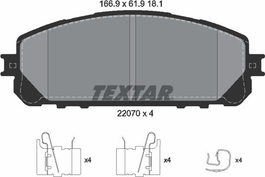 Textar 2207001 - Əyləc altlığı dəsti, əyləc diski furqanavto.az