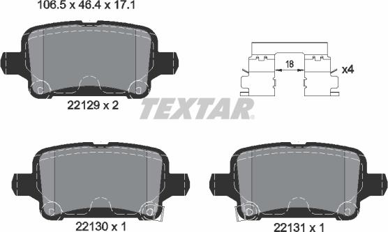 Textar 2212901 - Əyləc altlığı dəsti, əyləc diski furqanavto.az