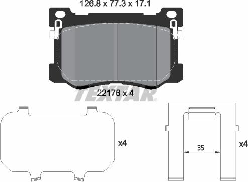 Textar 2217601 - Əyləc altlığı dəsti, əyləc diski furqanavto.az