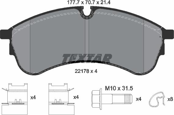 Textar 2217801 - Əyləc altlığı dəsti, əyləc diski furqanavto.az