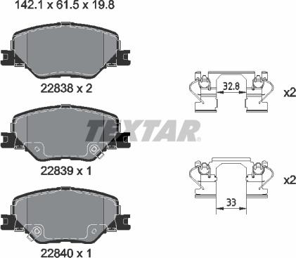 Textar 2283801 - Əyləc altlığı dəsti, əyləc diski furqanavto.az