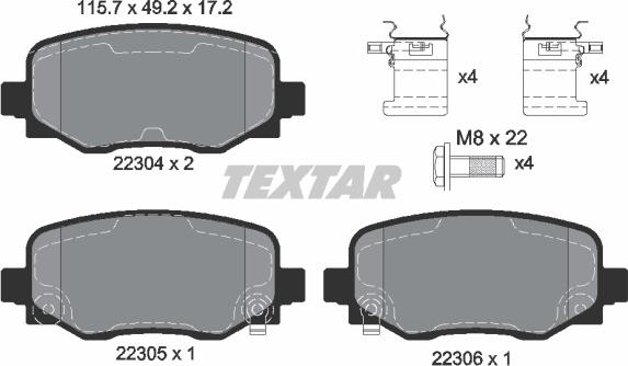 Textar 2230401 - Əyləc altlığı dəsti, əyləc diski furqanavto.az