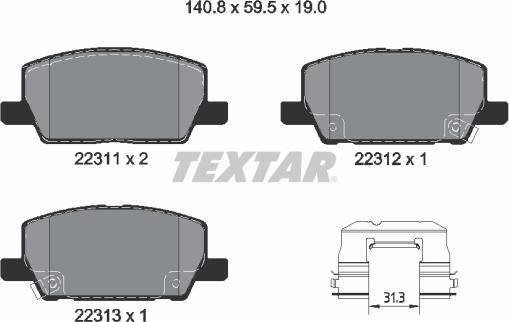 Textar 2231102 - Əyləc altlığı dəsti, əyləc diski furqanavto.az