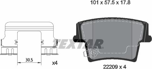 Textar 2220903 - Əyləc altlığı dəsti, əyləc diski furqanavto.az