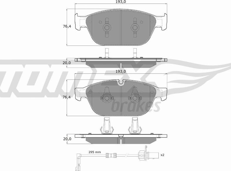 TOMEX brakes TX 19-40 - Əyləc altlığı dəsti, əyləc diski furqanavto.az